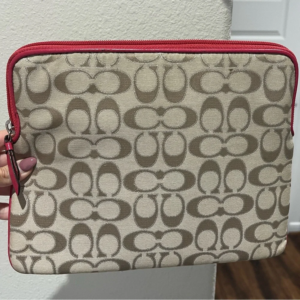Coach Tan and Pink IPad/Tablet Sleeve